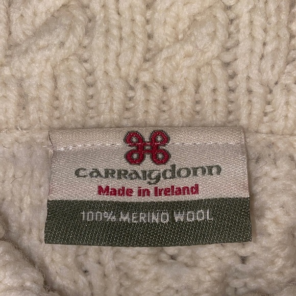 Carraigdonn Made In Ireland Knit Women’s Cream 100% Merino Wool Sweater sz M - Picture 2 of 15